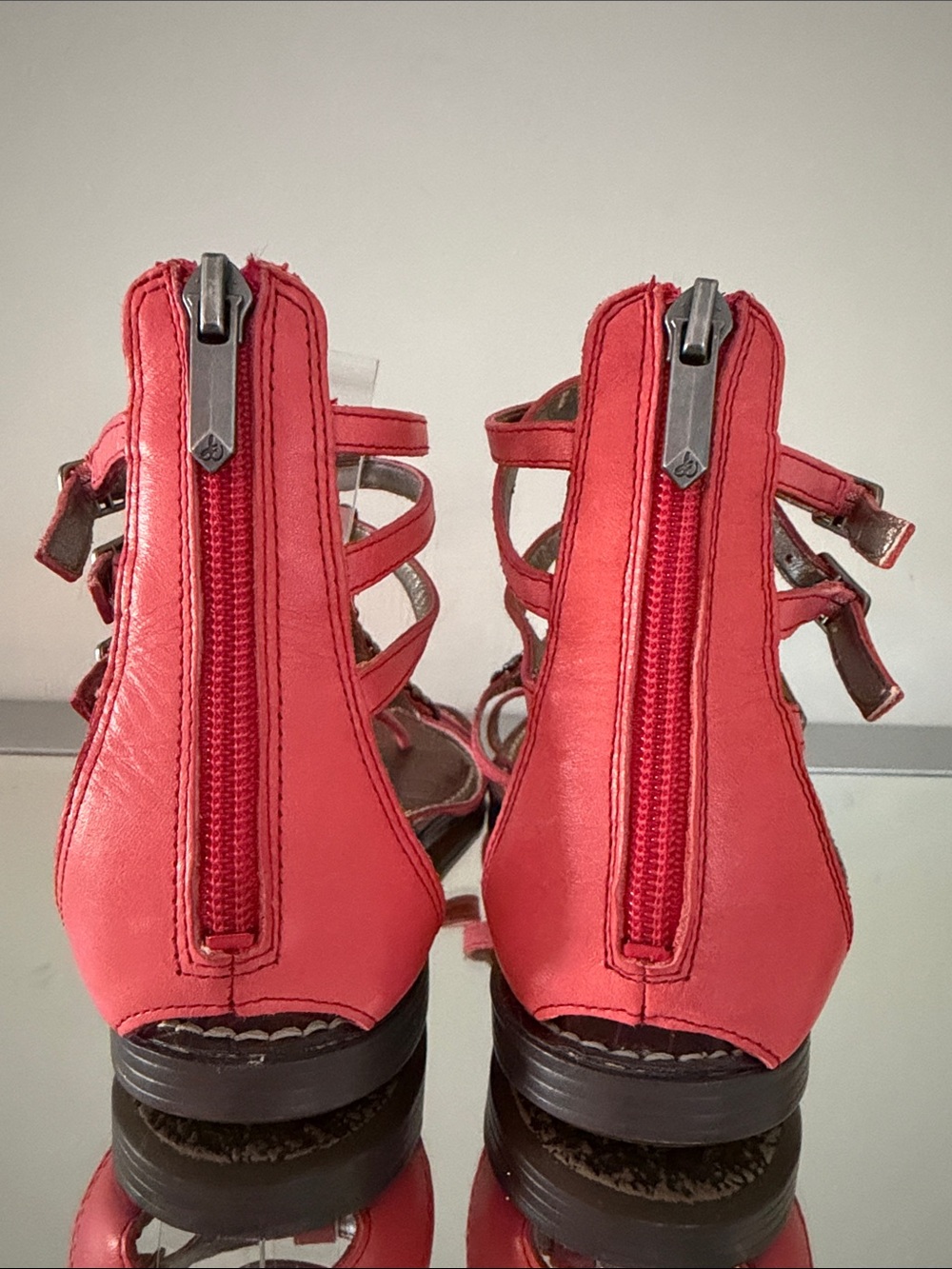 SAM EDELMAN Ginger Studded Gladiator Sandals Ankle Strap Flats Leather Size 8 - Picture 7 of 14